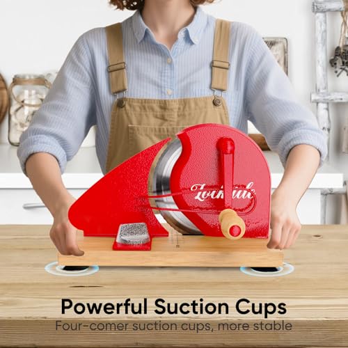 LockTide Manual Bread Slicer for Sourdough Homemade Adjustable Thickness | Hand Crank Bread Cutter With Scale Line & Suction Cups & Solid Wood Base & Sharp Serrated Blade, Evenly slices artisan loaves