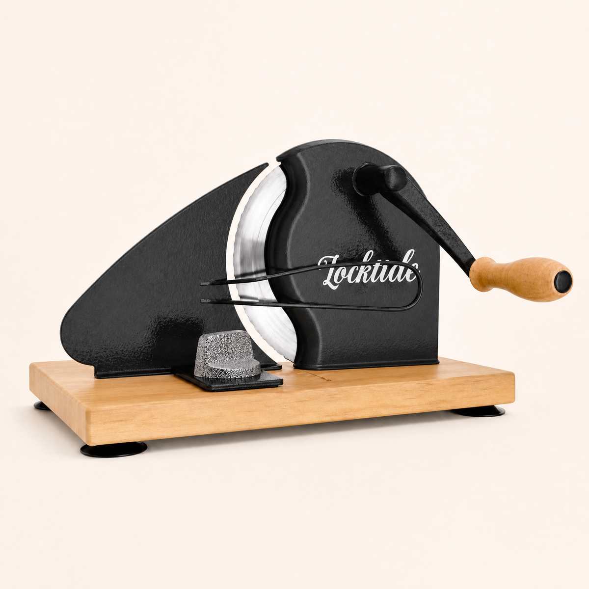 LockTide Manual Bread Slicer for Sourdough Homemade Adjustable Thickness | Hand Crank Bread Cutter With Scale Line & Suction Cups & Solid Wood Base & Sharp Serrated Blade, Evenly slices artisan loaves
