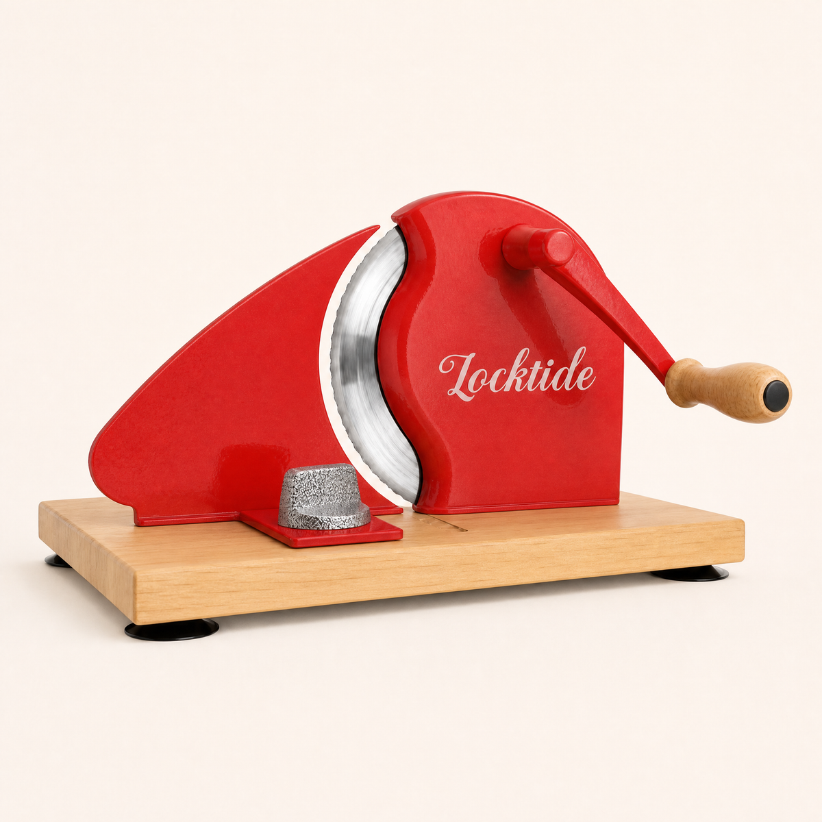 LockTide Manual Bread Slicer for Sourdough Homemade Adjustable Thickness | Hand Crank Bread Cutter With Scale Line & Suction Cups & Solid Wood Base & Sharp Serrated Blade, Evenly slices artisan loaves